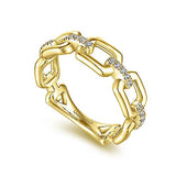 14K YG .09cttw Link Ring - Walter Bauman Jewelers