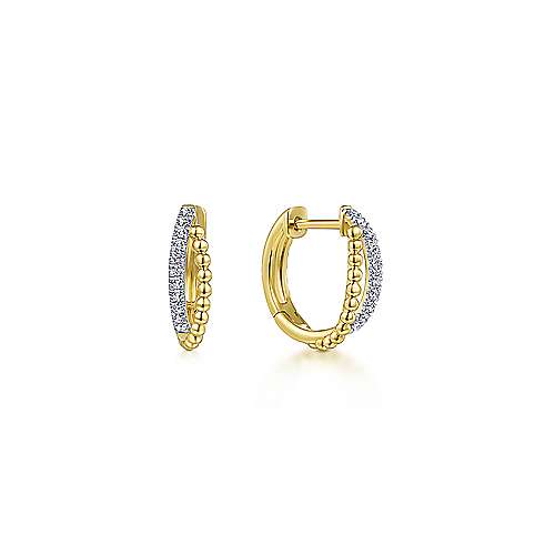 14k YG .10cttw Diamond Hoop Earrings - Walter Bauman Jewelers