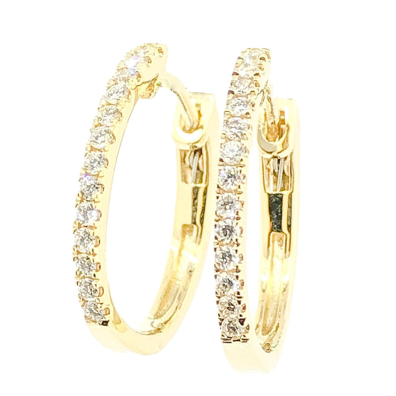 14K YG .19cttw Small Diamond Hoop Earrings - Walter Bauman Jewelers