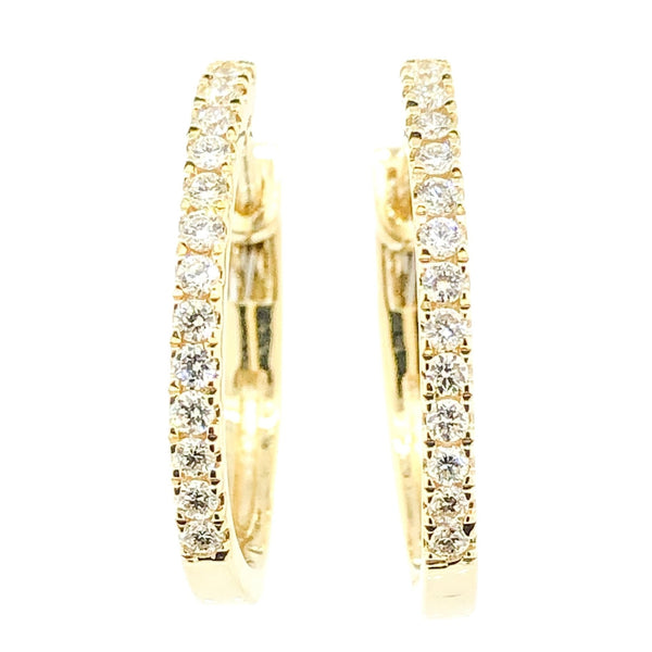 14K YG .19cttw Small Diamond Hoop Earrings - Walter Bauman Jewelers