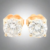 14K YG 1cttw Round Diamond Stud Earrings - Walter Bauman Jewelers