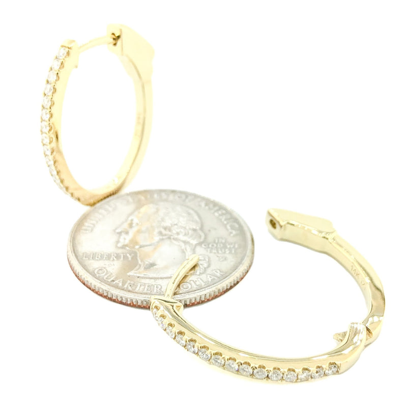 14K YG .38cttw Diamond Hoop Earrings - Walter Bauman Jewelers