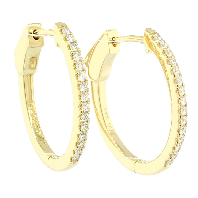 14K YG .38cttw Diamond Hoop Earrings - Walter Bauman Jewelers