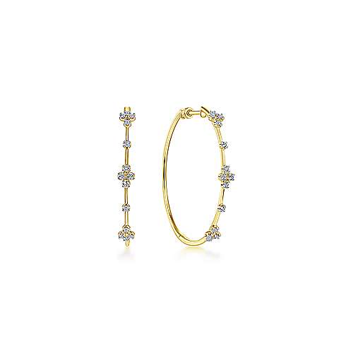 14K YG .50cttw Diamond Hoop Earrings - Walter Bauman Jewelers