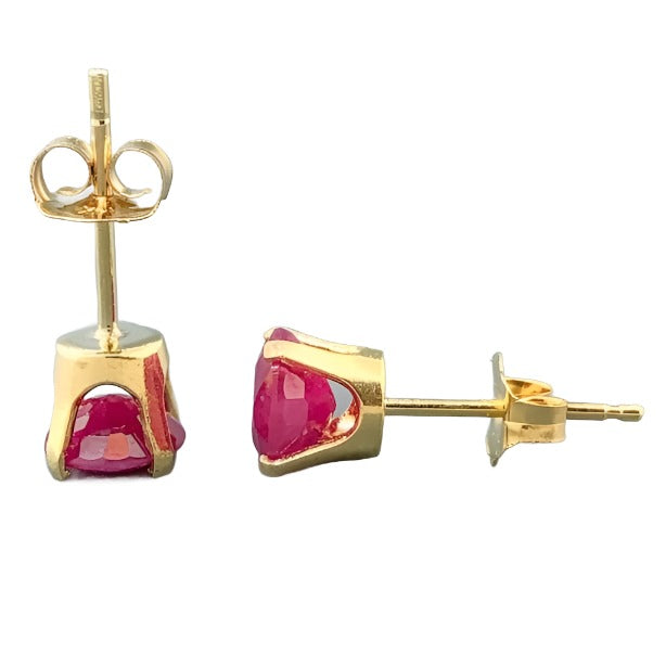 14K YG 5mm Round Ruby Stud Earrings - Walter Bauman Jewelers