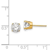 14k YG 6.5mm CZ stud earrings - Walter Bauman Jewelers