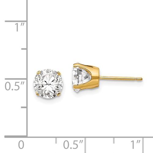 14k YG 6.5mm CZ stud earrings - Walter Bauman Jewelers