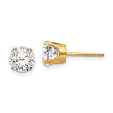 14k YG 6.5mm CZ stud earrings - Walter Bauman Jewelers