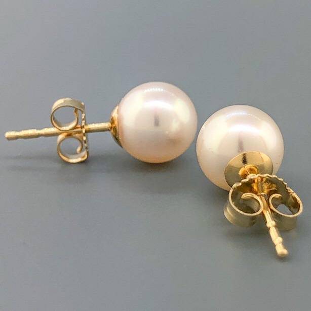 14K YG 7.00-7.5mm Pearl Stud Earrings - Walter Bauman Jewelers