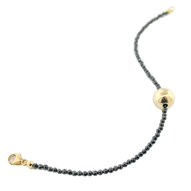 14k YG Black Spinel Beaded Bracelet - Walter Bauman Jewelers
