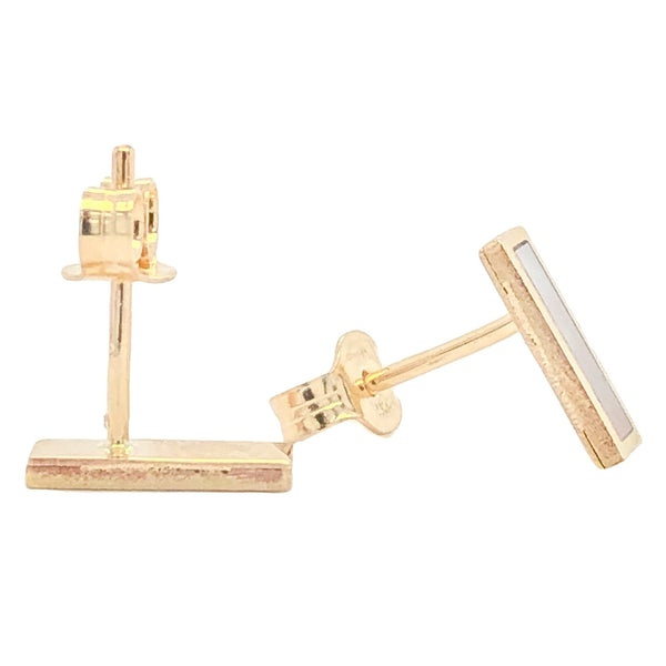 14K YG MOP Bar Earrings - Walter Bauman Jewelers