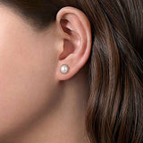 14K YG Pearl with Beaded Frame Stud Earrings - Walter Bauman Jewelers