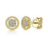 14KY 0.09cttw Diamond Beaded Frame Cluster Earrings - Walter Bauman Jewelers
