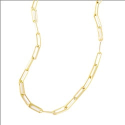 16" YGP Over Brass Paperclip Chain - Walter Bauman Jewelers