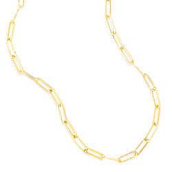 18" YGP Over Brass Paperclip Necklace - Walter Bauman Jewelers