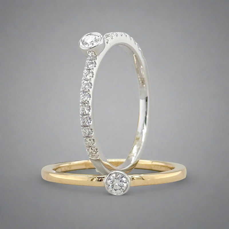 18K TT 0.32cttw Diamond Ring Set of 2 - Walter Bauman Jewelers