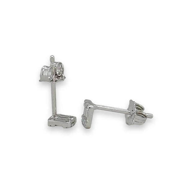 18K W Gold 0.10cttw H/SI1-2 Diamond Square Stud Earrings - Walter Bauman Jewelers