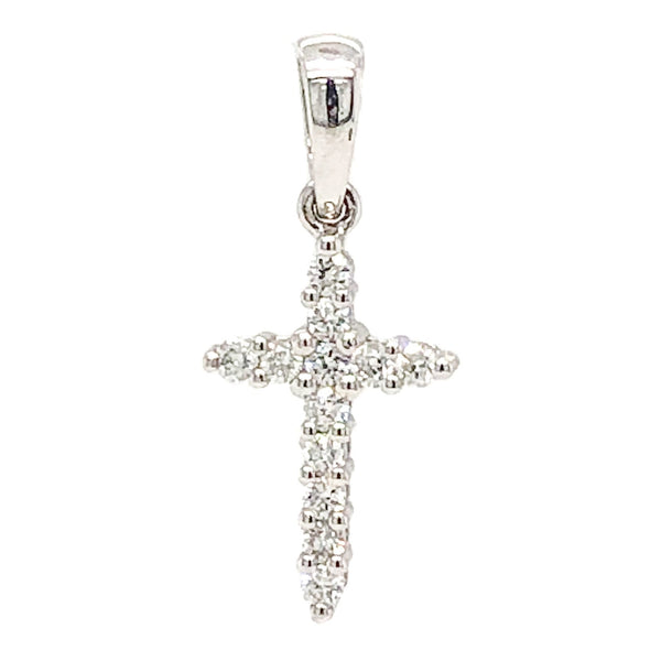 18K WG 0.15cttw Diamond Small Cross - Walter Bauman Jewelers