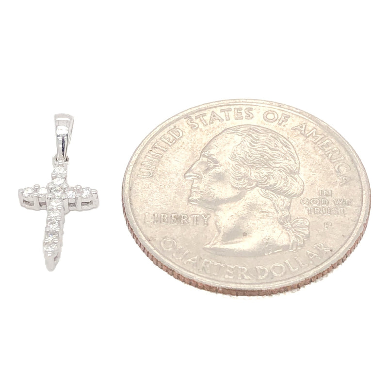 18K WG 0.15cttw Diamond Small Cross - Walter Bauman Jewelers