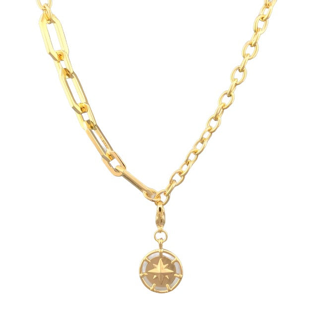 18k Yellow Plated Oval Chain with Pendant - Walter Bauman Jewelers