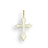 18K YG White Enamel Cross - Walter Bauman Jewelers