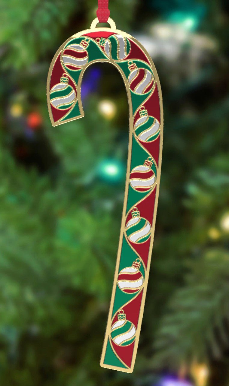 2023 Gold Plated And Enameled Wallace Candy Cane Ornament 43rd Edition - Walter Bauman Jewelers