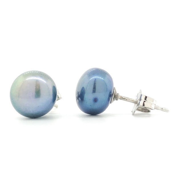 3 Pairs Sterling Silver Black/Blue/White Freshwater Pearl Studs - Walter Bauman Jewelers