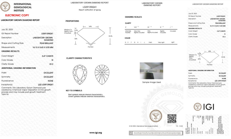 3.47ct G/VS2 Pear Shape Lab-Created Diamond LG#591396241 - Walter Bauman Jewelers