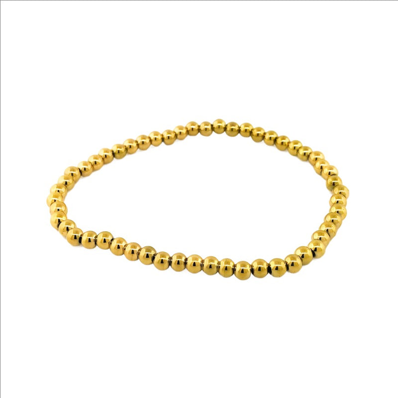 4mm Stainless steel gold tone stretch bead bracelet - Walter Bauman Jewelers