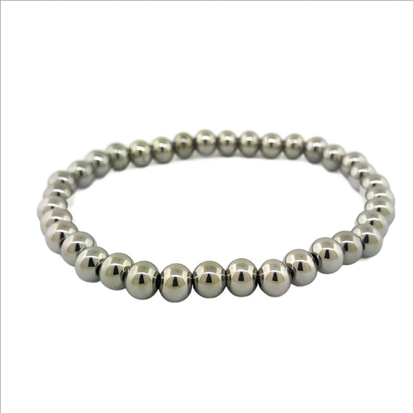 6mm Stainless steel bead stretch bracelet - Walter Bauman Jewelers