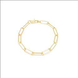 7" YGP Over Brass Paperclip Bracelet - Walter Bauman Jewelers