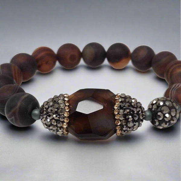 Agate and Crystal Stretch Bracelet - Walter Bauman Jewelers