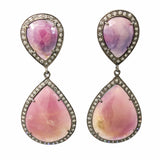 Antiqued SS Pink Sapphire & White Topaz Dangle Earrings - Walter Bauman Jewelers
