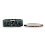 Black Ceramic Black & Blue Carbon Fiber Men’s 8mm Band Ring - Walter Bauman Jewelers