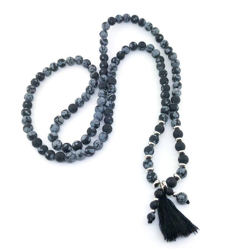 Black Mala beads wrap bracelet - Walter Bauman Jewelers