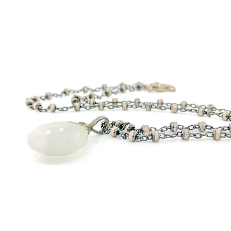 Black Plated Sterling Silver Moonstone Necklace - Walter Bauman Jewelers