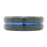 Black Tungsten with Blue Line Ring - Walter Bauman Jewelers