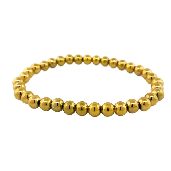 Brass 6mm bead stretch bracelet - Walter Bauman Jewelers