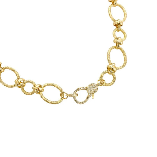Brass YGP 17" O Link Necklace With CZ Clasp - Walter Bauman Jewelers