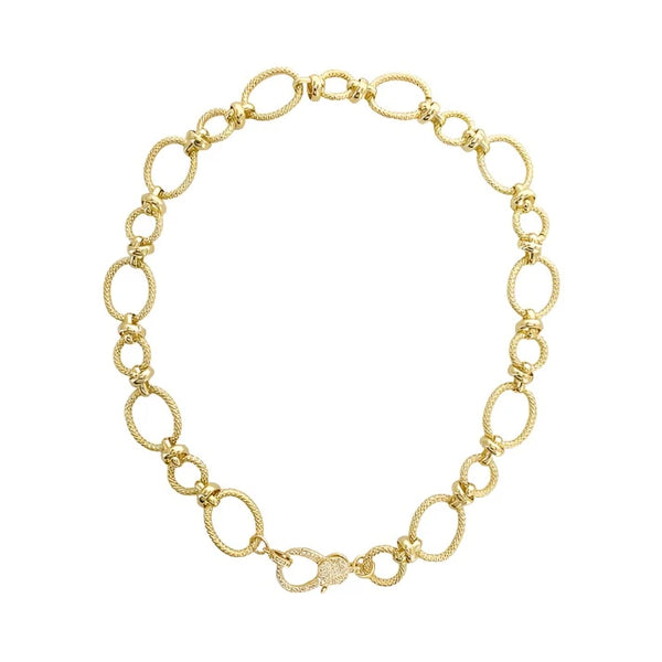 Brass YGP 17" O Link Necklace With CZ Clasp - Walter Bauman Jewelers