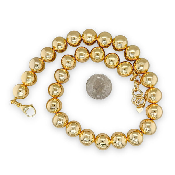 Brass YGP 18" 14mm Bead Necklace - Walter Bauman Jewelers