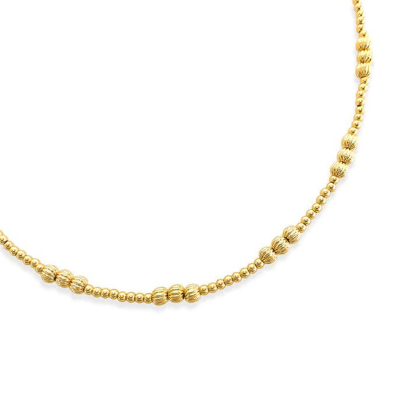 Brass YGP 18" 2 and 3mm Textured Bead Necklace - Walter Bauman Jewelers