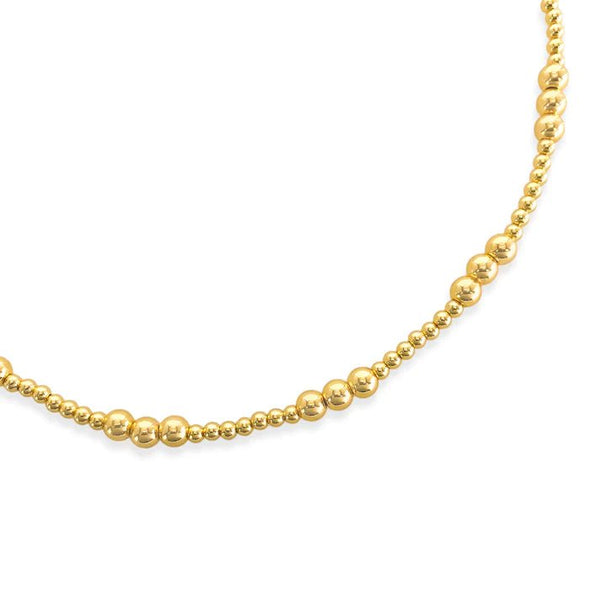 Brass YGP 18" 2 and 4mm Beaded Necklace - Walter Bauman Jewelers