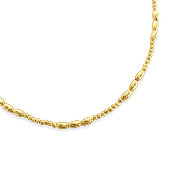 Brass YGP 18" 2 and 4mm Rice Bead Necklace - Walter Bauman Jewelers