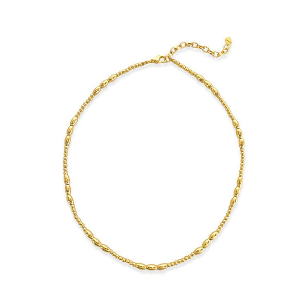 Brass YGP 18" 2 and 4mm Rice Bead Necklace - Walter Bauman Jewelers