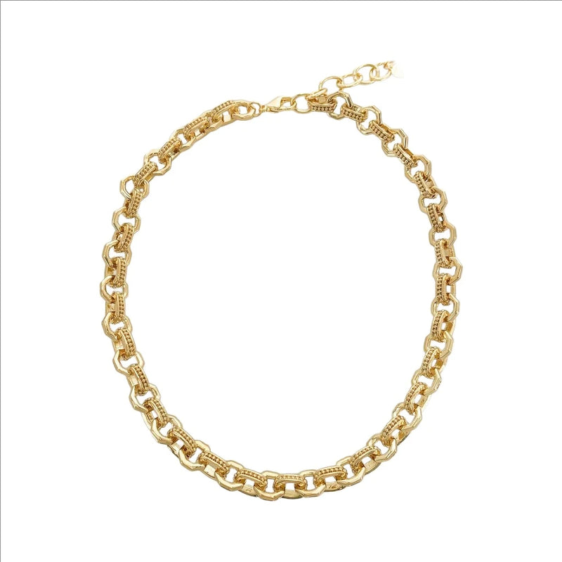 Brass YGP 18" Octagon Link Necklace - Walter Bauman Jewelers