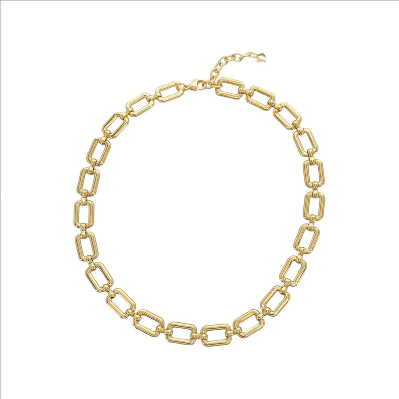 Brass YGP 18" Rectangle Link Necklace - Walter Bauman Jewelers