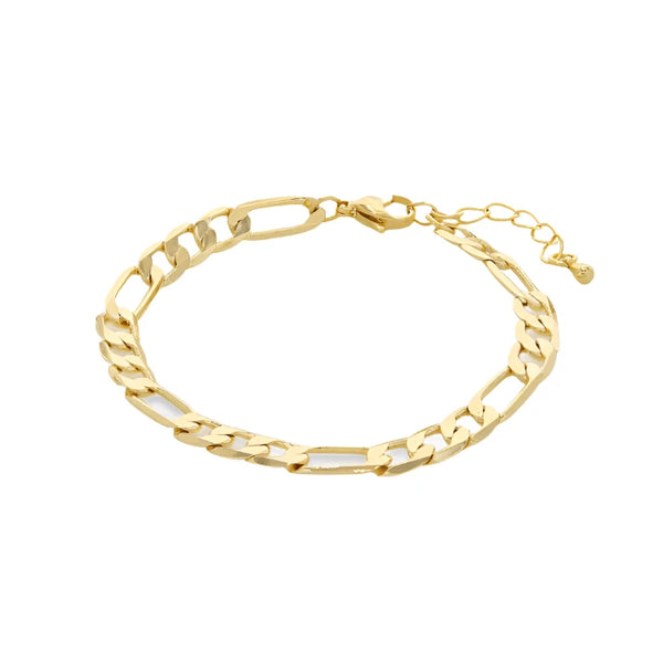 Brass YGP 8.5" Figaro Bracelet - Walter Bauman Jewelers