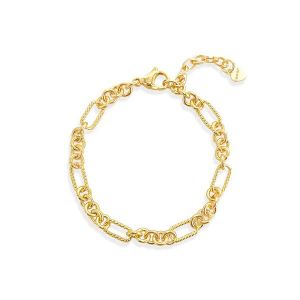 Brass YGP 8.5" Textured Paperclip Bracelet - Walter Bauman Jewelers
