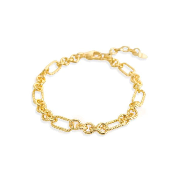 Brass YGP 8.5" Textured Paperclip Bracelet - Walter Bauman Jewelers